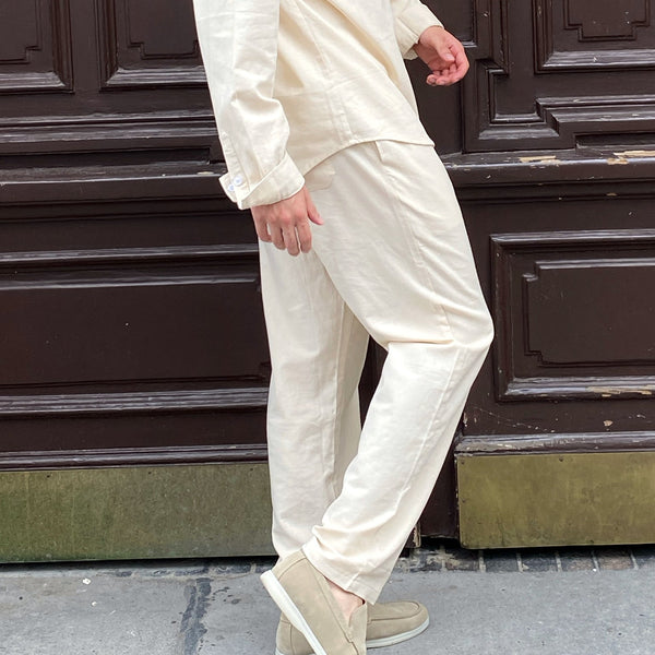 cream linen dress pants Pleated Beige Irish Linen Dress Pant